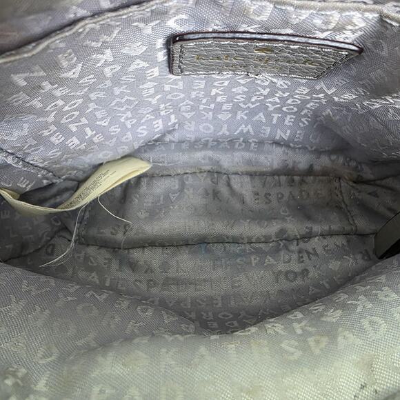 Kate Spade Crossbody Bag Womens Small Gray Pebbled Leather Double Zip Casual - Picture 13 of 16